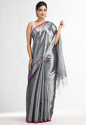 Handloom Tissue Saree in Grey