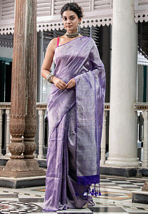 Handloom Tissue Saree in Indigo Blue