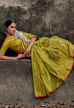 Handloom Tissue Saree in Light Green