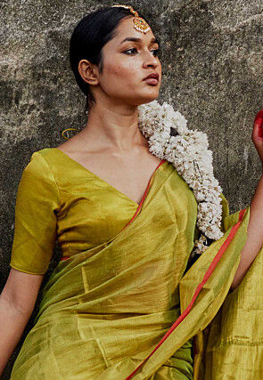 Handloom Tissue Saree in Light Green