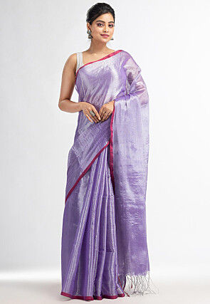 Handloom Tissue Saree in Light Purple
