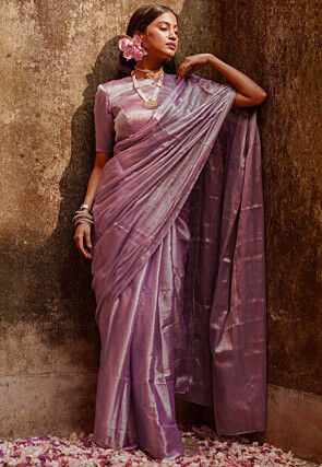 Handloom Tissue Saree in Light Purple