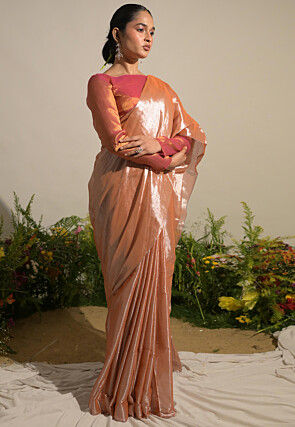 Handloom Tissue Saree in Pastel Orange