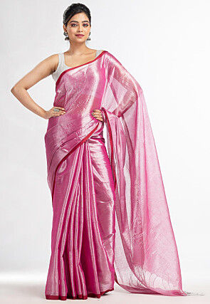 Handloom Tissue Saree in Pink
