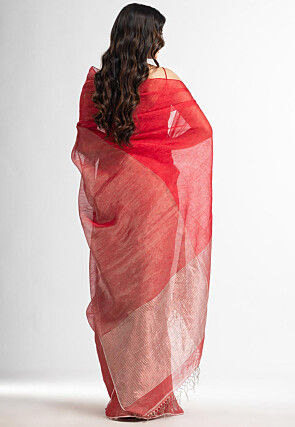 Handloom Tissue Saree in Red