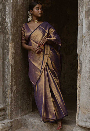Handloom Tissue Shimmer Saree in Bronze