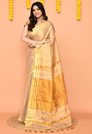 Handloom Tissue Silk Saree in Beige