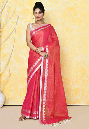 Handloom Tissue Silk Saree in Fuchsia