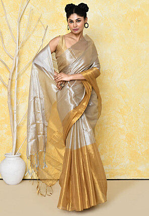 Handloom Tissue Silk Saree in Golden