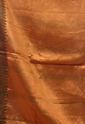 Handloom Zari Cotton Saree in Orange and Pink Dual Tone