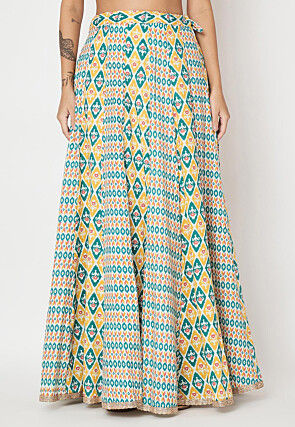 Ikat Print Cotton Skirt in Multicolor