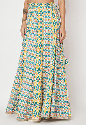 Ikat Print Cotton Skirt in Multicolor