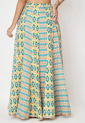 Ikat Print Cotton Skirt in Multicolor