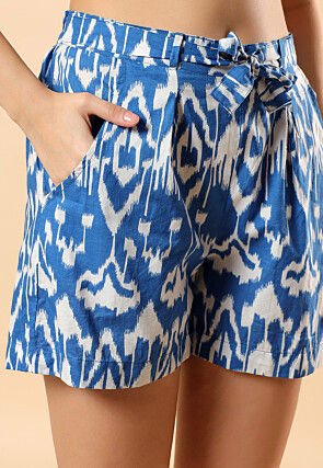 Ikat Printed Cotton Co Ord Set in Blue