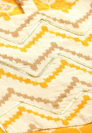 Ikat Printed Cotton Kurta in Yellow