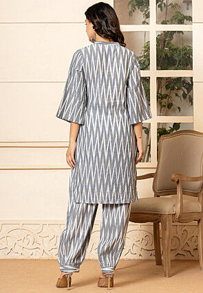 Grey Shawdow Ikat Co-ord Set