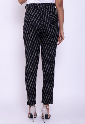 Ikat Woven Cotton Pant in Black