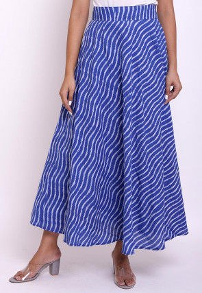 Ikat Woven Cotton Skirt in Blue
