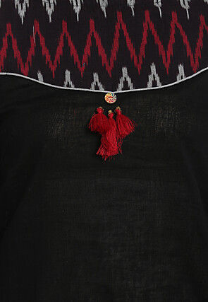 Ikat Woven Cotton Top in Black