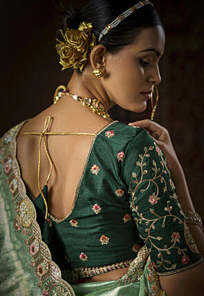 Woven Art Silk Jacquard Saree in Light Green