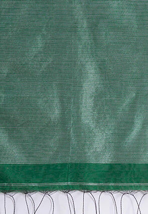 Jamdani Art Resham Silk Saree in Black and Dark Green