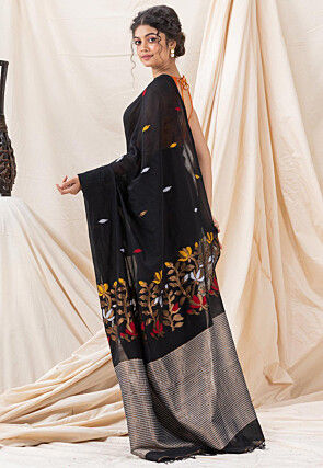 Jamdani Cotton Saree in Black