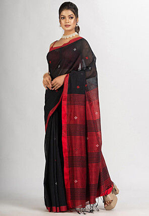 Jamdani Cotton Saree in Black