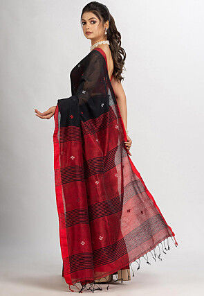 Jamdani Cotton Saree in Black