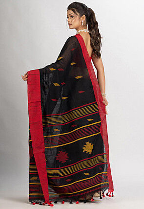Jamdani Cotton Saree in Black
