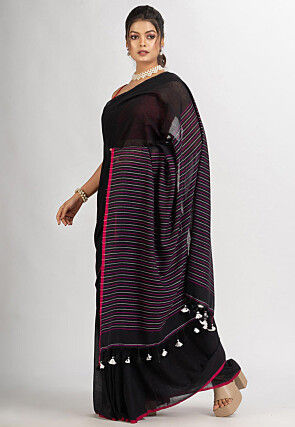 Jamdani Cotton Saree in Black