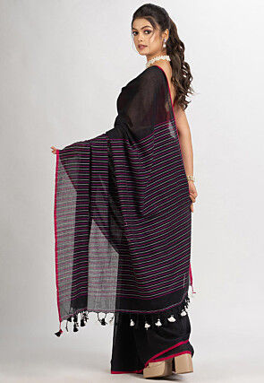 Jamdani Cotton Saree in Black