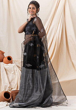 Jamdani Cotton Saree in Black