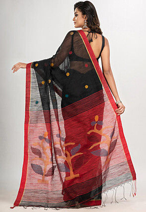 Jamdani Cotton Saree in Black