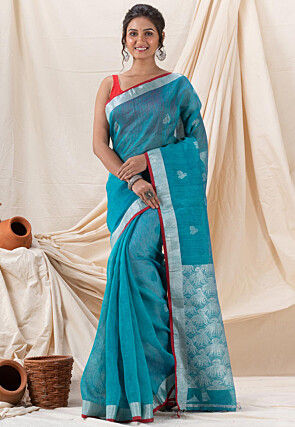 Jamdani Cotton Saree in Blue