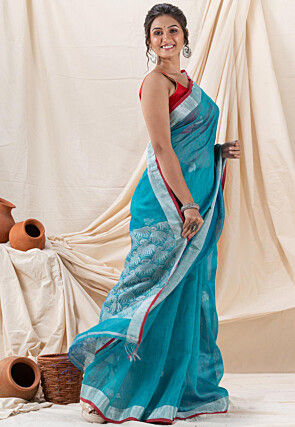 Jamdani Cotton Saree in Blue