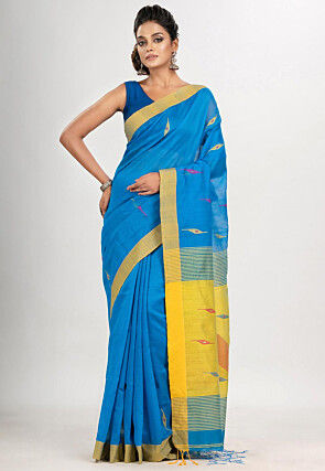 Jamdani Cotton Saree in Blue