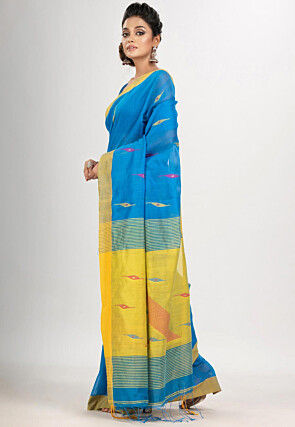 Jamdani Cotton Saree in Blue