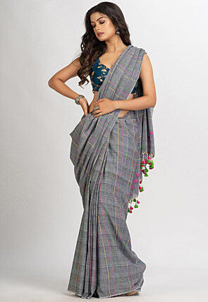 Jamdani Cotton Saree in Grey