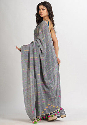 Jamdani Cotton Saree in Grey