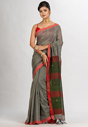 Jamdani Cotton Saree in Grey