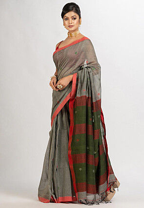 Jamdani Cotton Saree in Grey