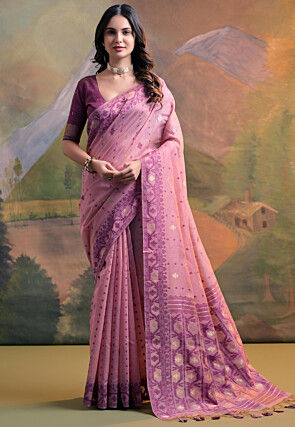 Jamdani Cotton Saree in Pink