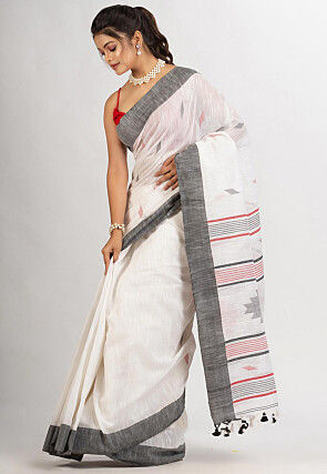 Jamdani Cotton Saree in White