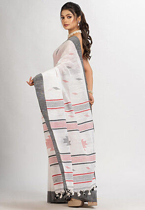 Jamdani Cotton Saree in White