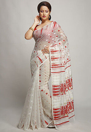 Jamdani Cotton Saree in White