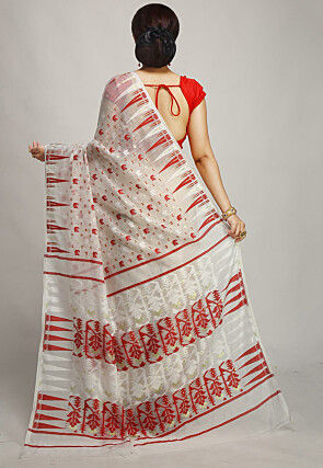 Jamdani Cotton Saree in White