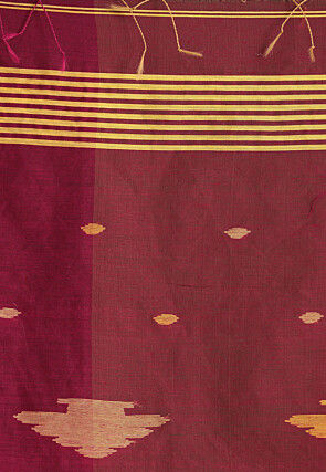 Jamdani Cotton Silk Saree in Beige and Purple