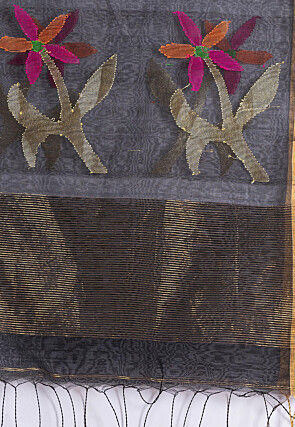 Jamdani Cotton Silk Saree in Black