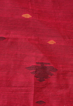 Jamdani Cotton Silk Saree in Fuchsia and Black