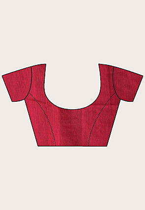 Jamdani Cotton Silk Saree in Fuchsia and Black